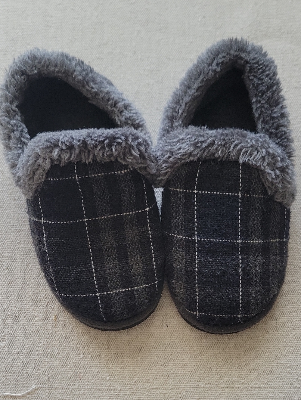 Wonder Nation Toddler Boys Plaid Slippers Black & Gray
